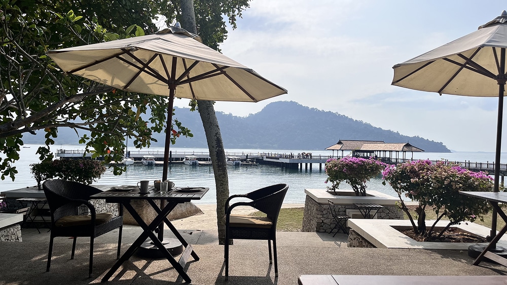 パン コール ラウト リゾートの朝食ブッフェからの眺め。