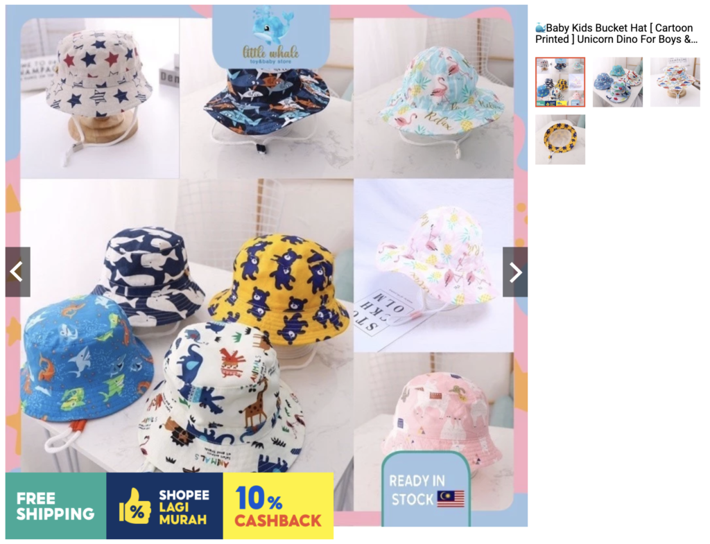 Baby Kids Bucket Hat [ Cartoon Printed ] Unicorn Dino For Boys & Girls Fisherman Topi Budak Lelaki Perempuan Kanak 渔夫帽